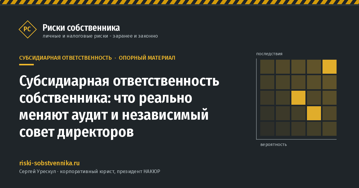 Субсидиарная ответственность собственника: что реально меняют аудит и независимый совет директоров - иллюстрация к материалу раздела «Субсидиарная ответственность»