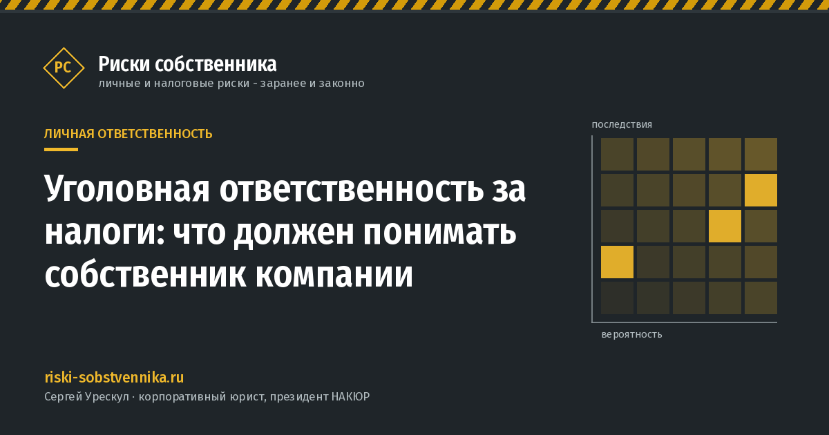 Уголовная ответственность за налоги: что должен понимать собственник компании - иллюстрация к материалу раздела «Личная ответственность»